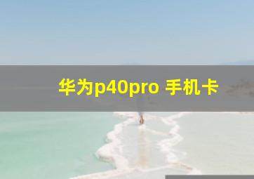 华为p40pro 手机卡